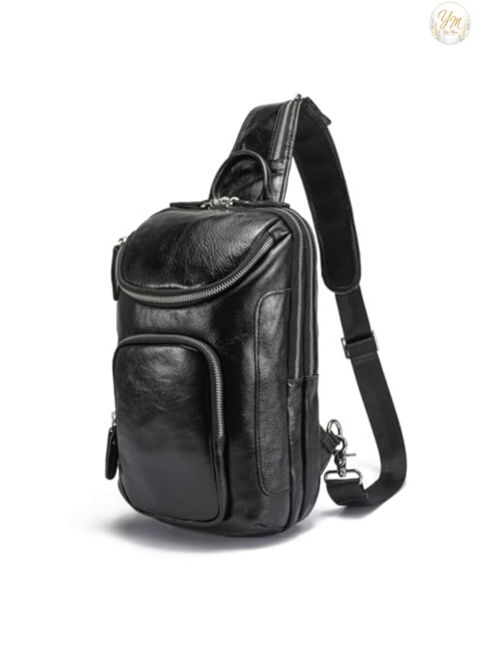 Full Grain Leather Sling Bag Crossbody Chest Daypack Hiking Travel